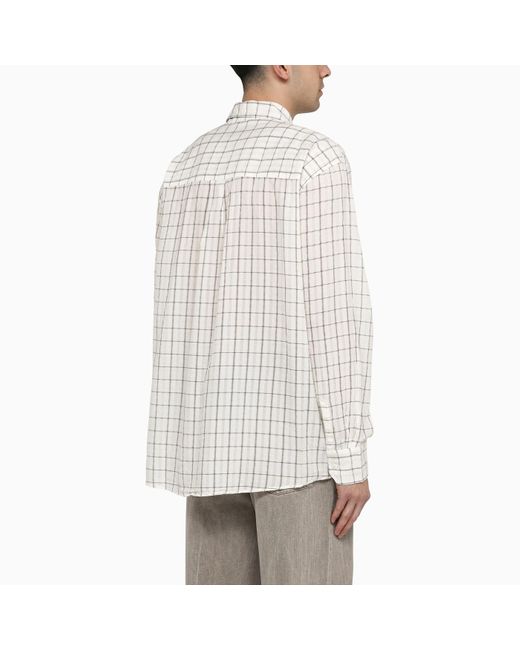 Our Legacy White Checked Cotton Blend Shirt for men