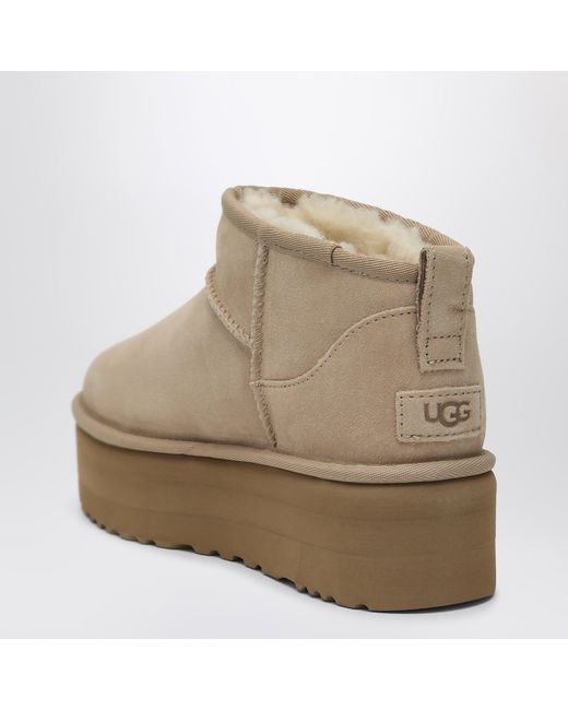 Ugg Natural Classic Ultra Mini Boots With Sand-Coloured Platform