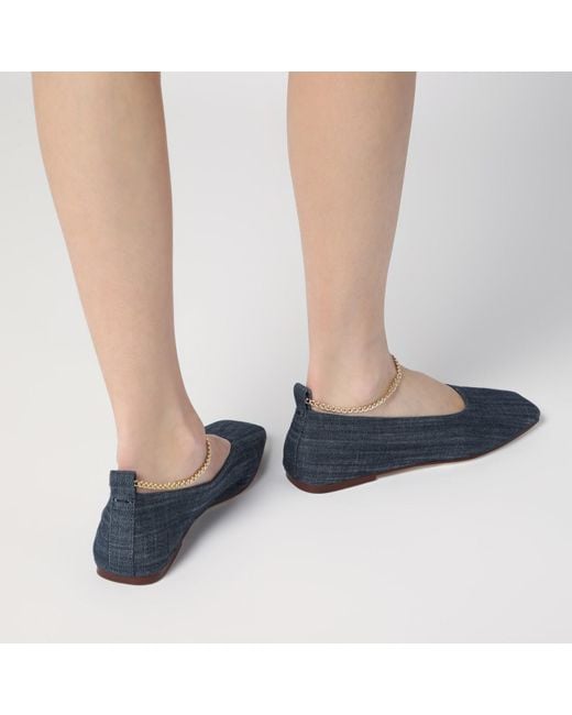 MARIA LUCA Blue Navy Denim Augusta Ballerina