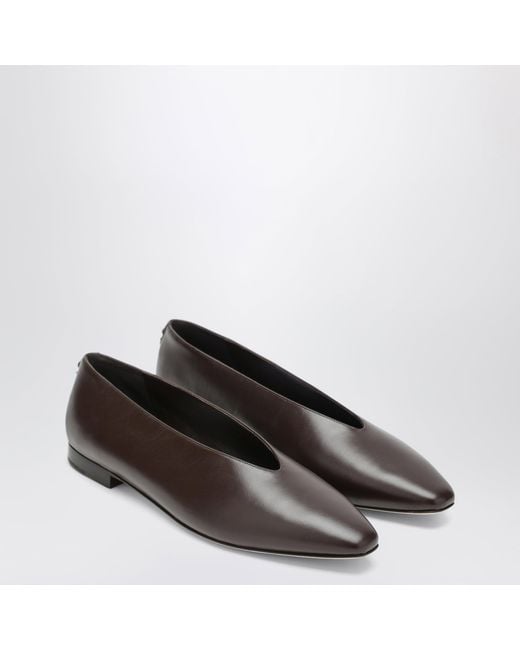 Jimmy Choo Black Chocolate Leather Margot Ballet Flats