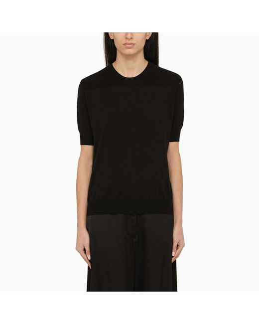 Jil Sander Short Sleeved Black Cotton Jersey