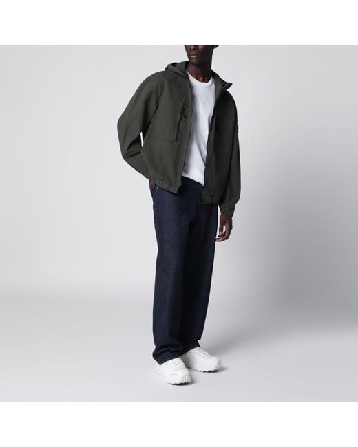 Stone Island Black Anthracite Cotton Zip-Up Jacket for men