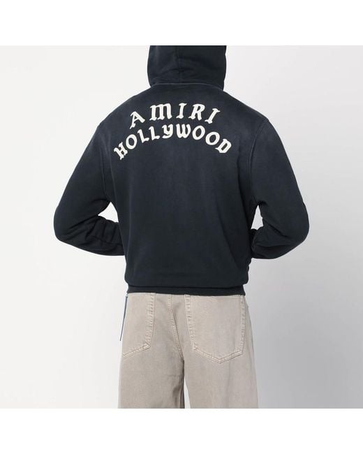 Amiri Verwaschenes Schwarzes Sweatshirt Mit Reißverschluss Und Logo in Black für Herren