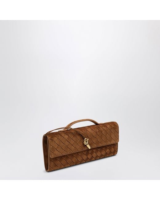 Bottega Veneta Brown Andiamo Clutch With Suede Handle