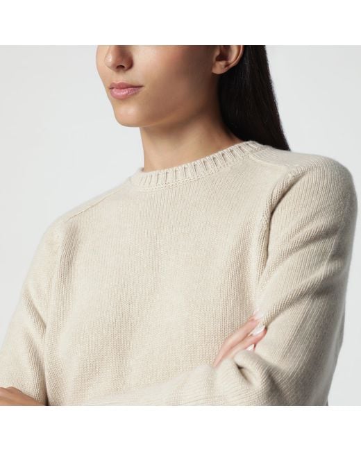 Loro Piana Natural Mélange Cashmere Crewneck Sweater