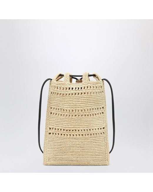 Loewe Metallic Raffia Drawstring Pouch