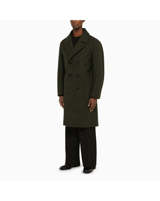 Doppiaa Green Double-breasted Military Wool Coat for men