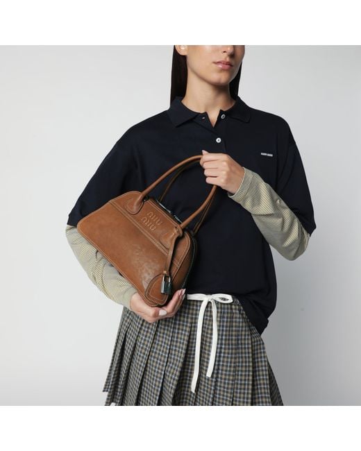 Miu Miu Brown Caramel Vivant Small Nappa Leather Bag