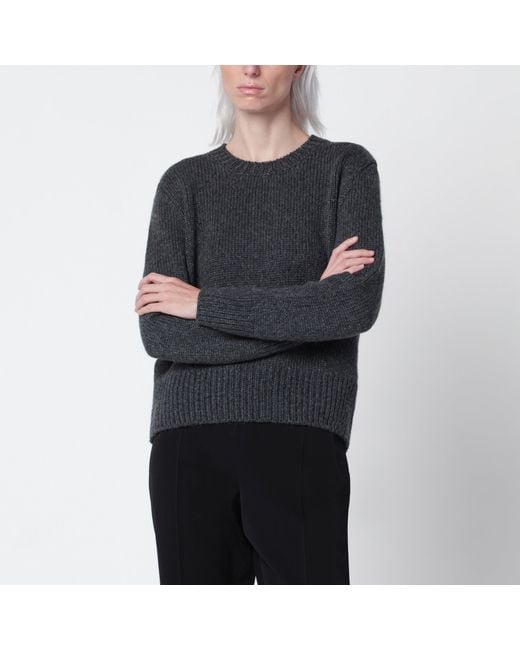 The Row Black Pato Charcoal Melange Cashmere Sweater