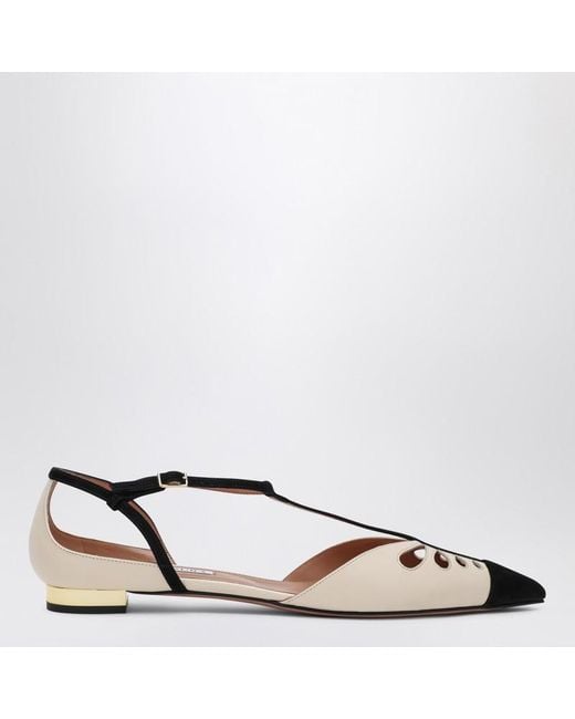 Ballerine Pointue Camille Couleur Lait Et Noir Aquazzura en coloris Brown