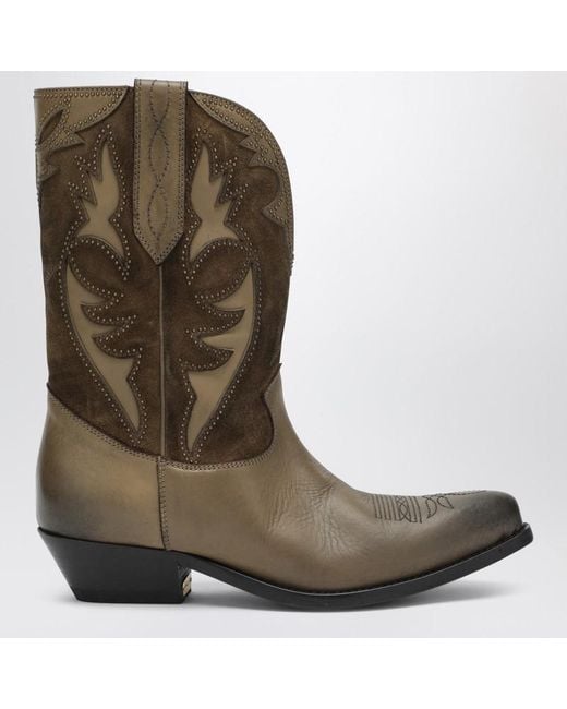 Golden Goose Deluxe Brand Green Wish Star Boots In Khaki Leather And Suede