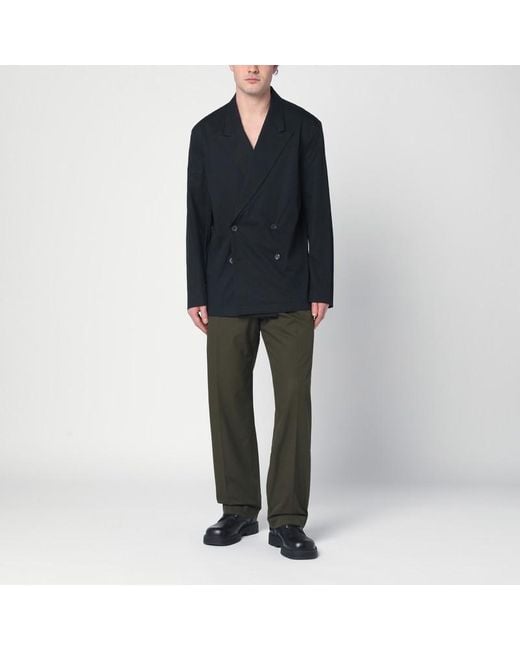 Giacca doppiopetto nera in cotone di Dries Van Noten in Blue da Uomo