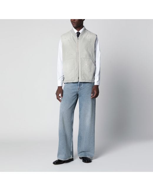 Maison Margiela White Vintage Pearl Vest With Paint-Effect Details for men