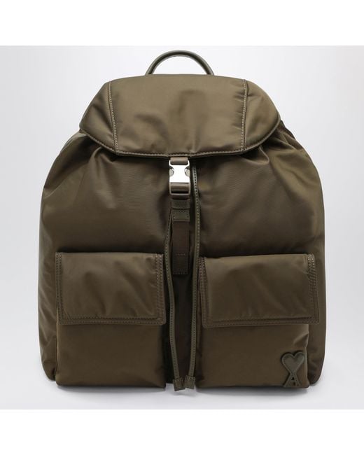 AMI Green Marcel Truffle-Colored Nylon Backpack