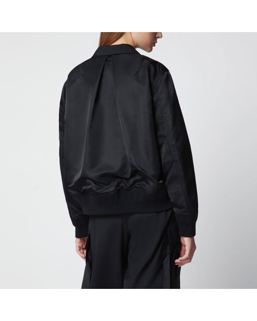 Sacai Black Double-Breasted Wool And Nylon Blend Jacket