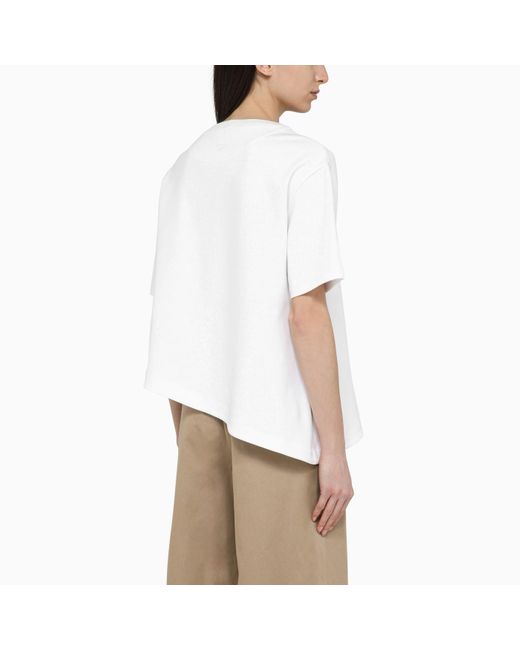 Loewe White Asymmetrical T-shirt With Pins