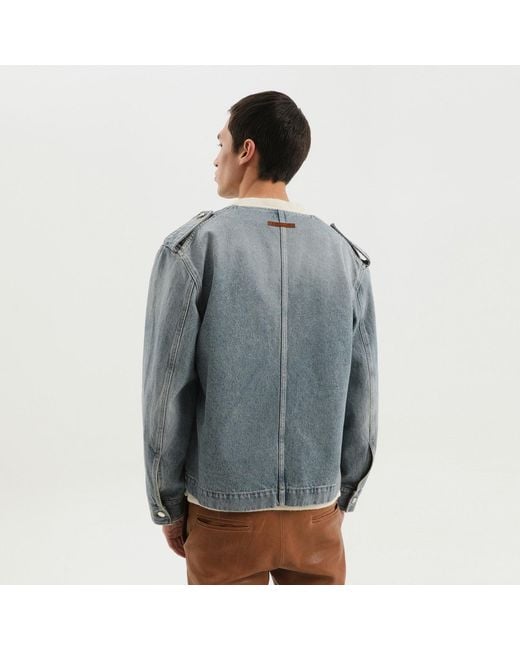 1989 STUDIO Blue Denim Jacket With Patches for men