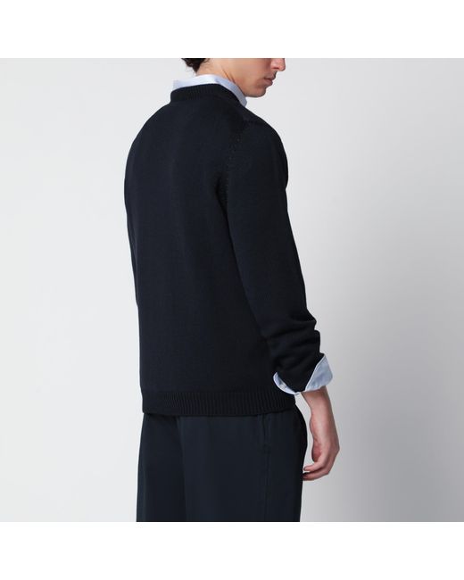 Roberto Collina Black Wool Crew-Neck Sweater for men