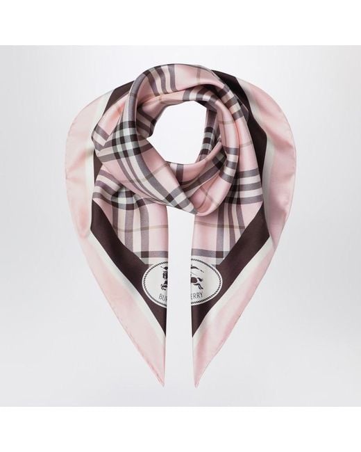 Burberry Pink Silk Scarf Check