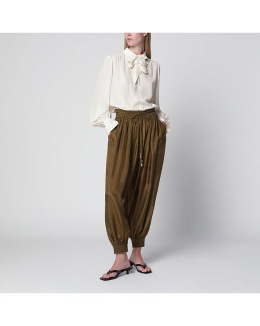 Zimmermann Green Silk Habotai Harem Pants