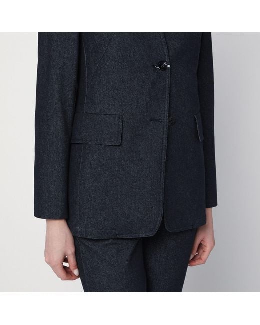 Max Mara Blue Midnight Jacket In Cotton Denim Effect