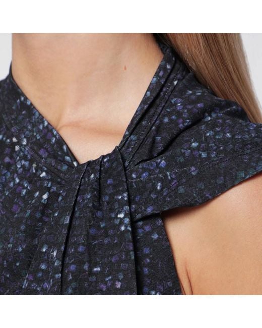 Isabel Marant Blue Nayda Asymmetrical T-Shirt With Midnight Print