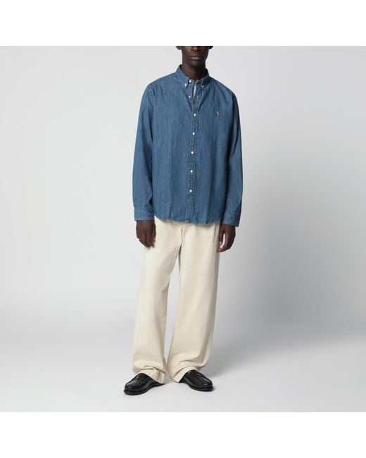 Polo Ralph Lauren Blue Slim-Fit Denim Button-Down Shirt for men