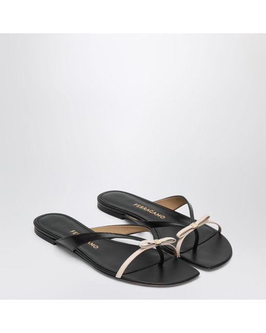 Ferragamo Black Mini Bow Flip-Flop And Powdery Regular Fit