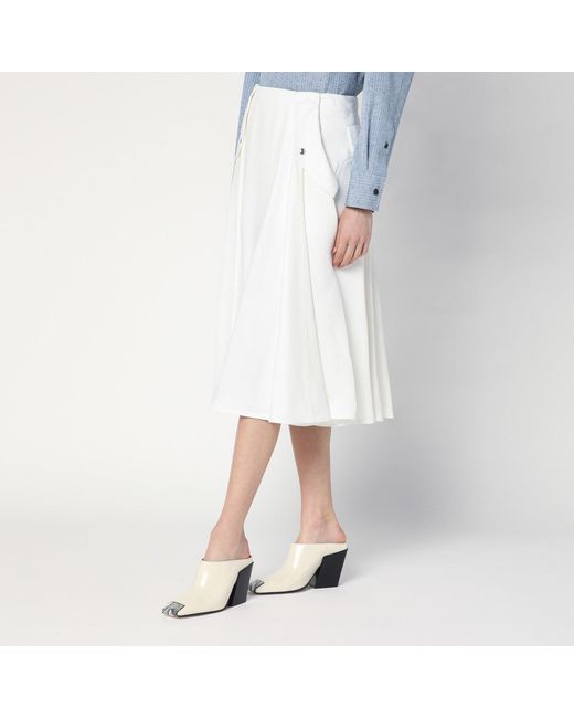 Bottega Veneta White Ivory Pleated Midi Skirt