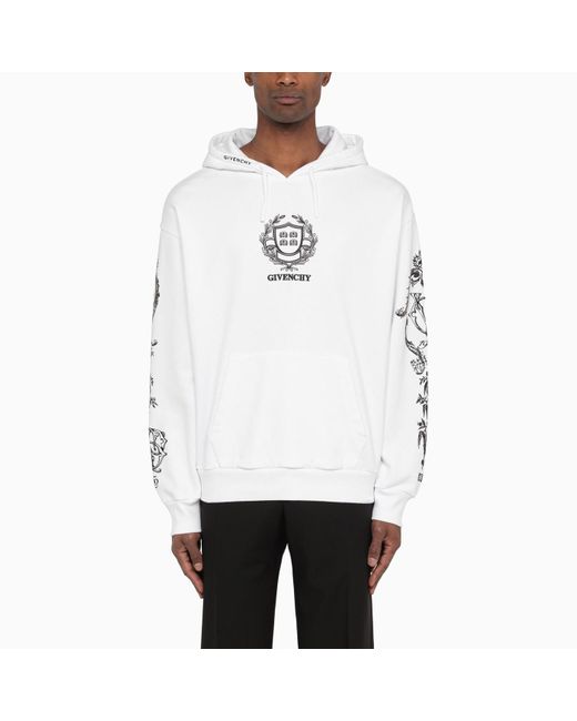 Givenchy White Hoodie With Logo Embroidery for men
