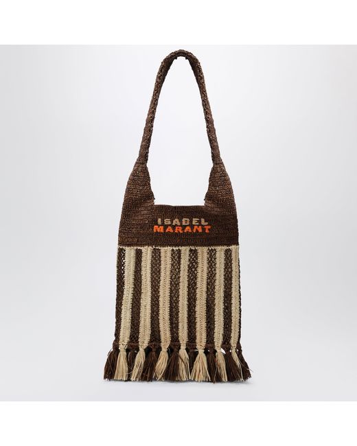 Isabel Marant Brown Striped Raffia Bag