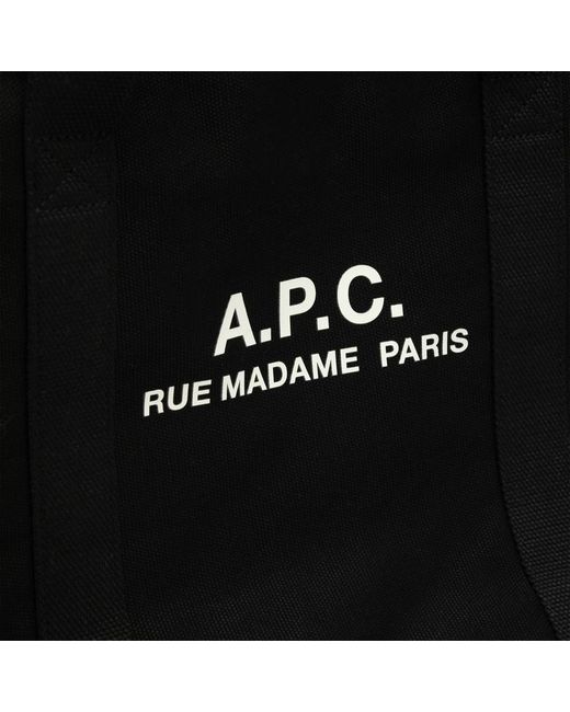 Borsa shopping nera in cotone con logo di A.P.C. in Black da Uomo