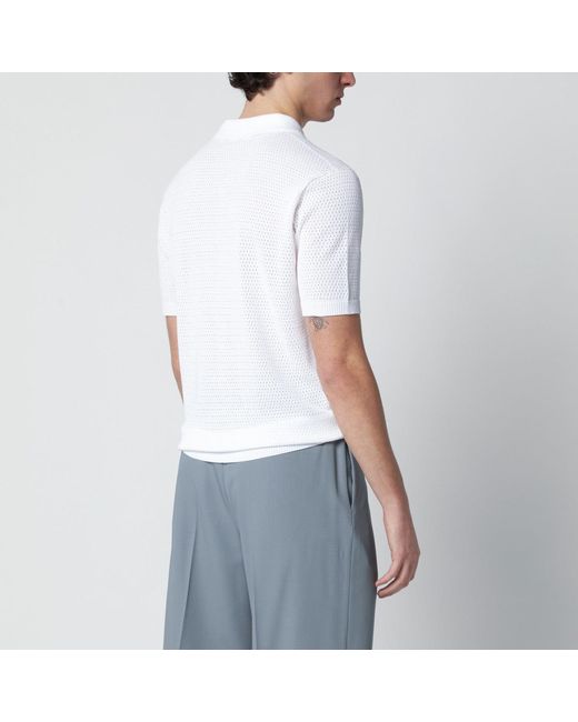 Roberto Collina White Openwork Cotton Polo for men