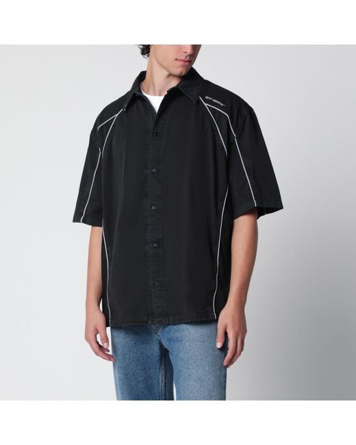 Off-White c/o Virgil Abloh Black Owr Garment-Dyed Gabardine Sporty Bowling Shirt for men