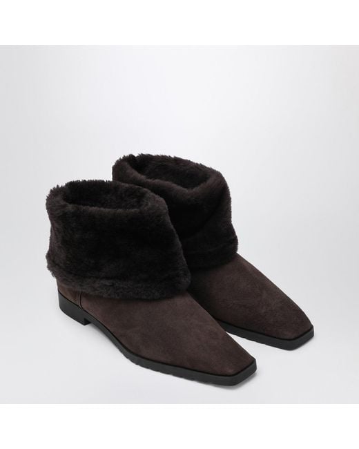 Totême Black Suede And Shearling Ankle Boots