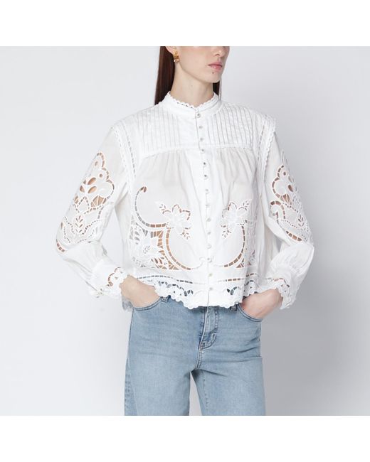 Farm Rio White Richelieu Cotton Blouse