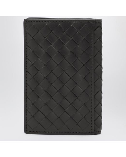 Bottega Veneta Black Vertical Bi-Fold Intrecciato Wallet for men