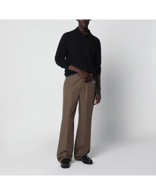 Roberto Collina Black Cashmere Polo Jumper for men