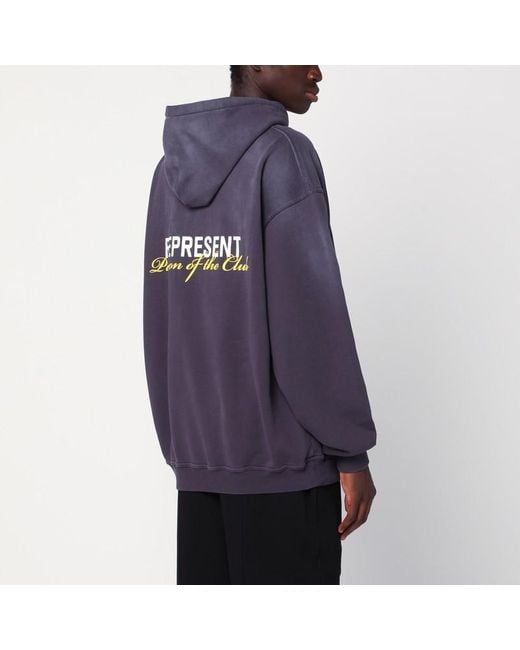 Represent Blue Plum Cotton Hoodie With Logo for men