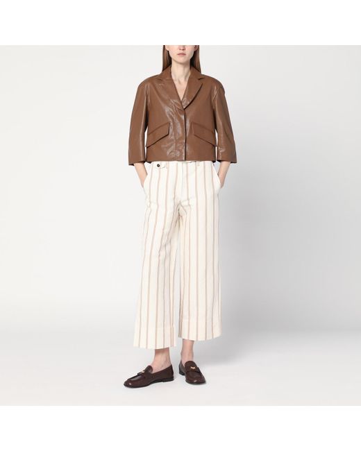Brunello Cucinelli Brown Cropped Leather Jacket