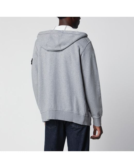 Stone Island Gray Mélange Cotton Hoodie for men