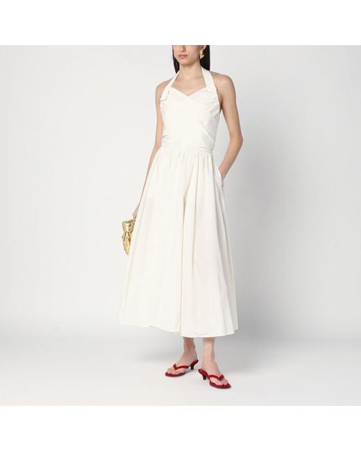 Patou White Ivory Dress With A Bow On The Back