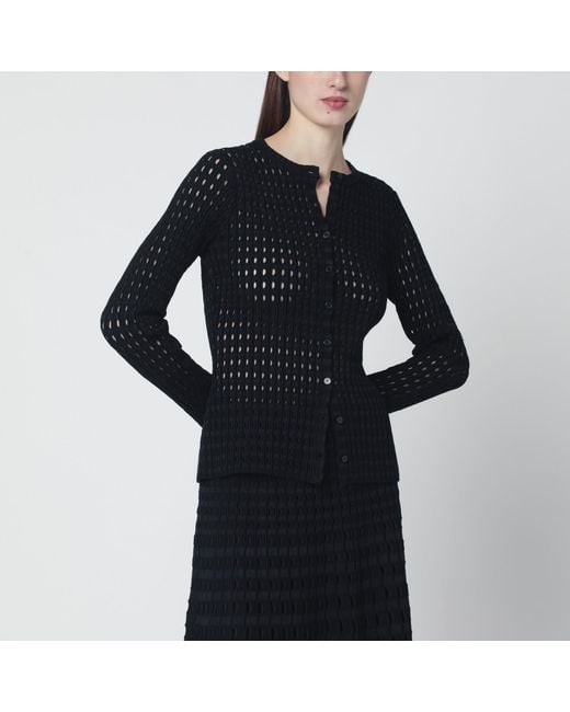 Jonathan Simkhai Black Mabel Openwork Knit Cardigan