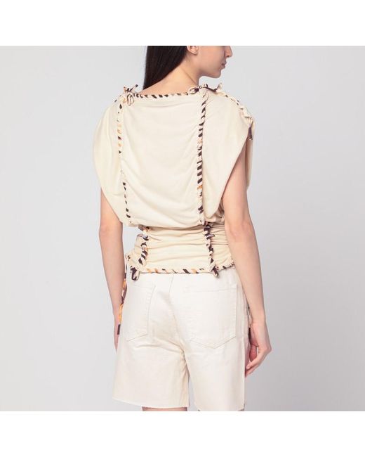 Isabel Marant Natural Top Zohra Écru Aus Baumwolle
