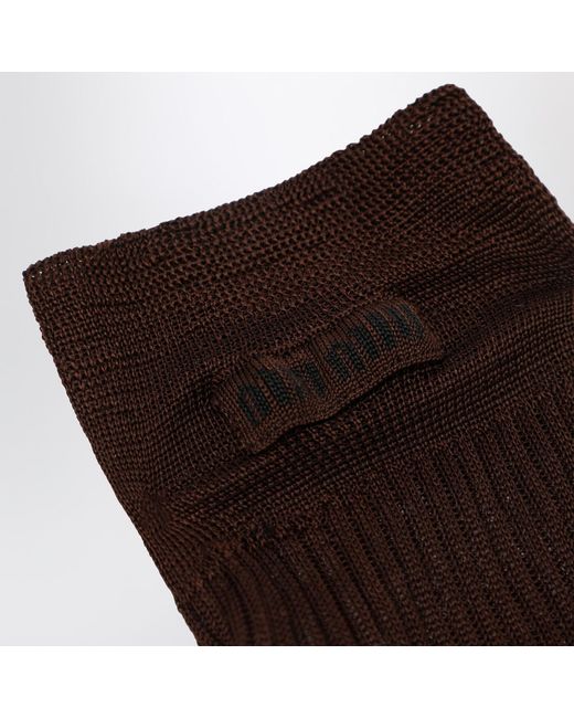 Miu Miu Brown Cocoa-Coloured Silk-Blend Socks