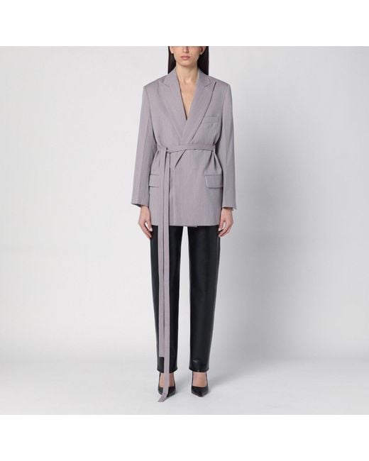 Victoria Beckham Gray Light Jacket With Belt