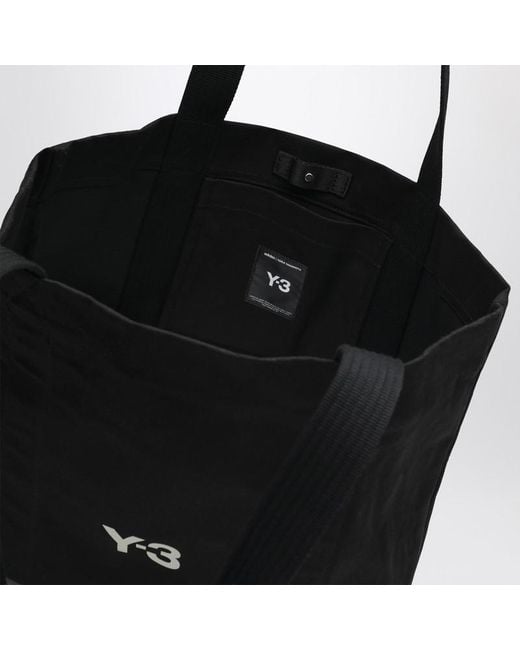Borsa nera in tela con stampa logo di Y-3 in Black da Uomo