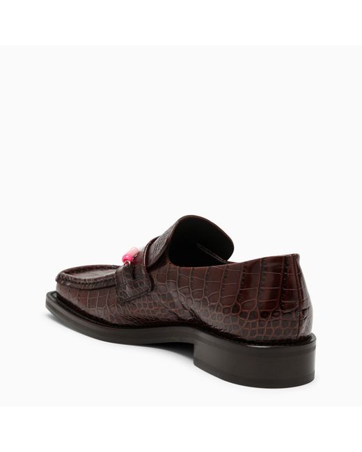 Martine Rose Brown Crocodile-Effect Moccasin With Beads for men