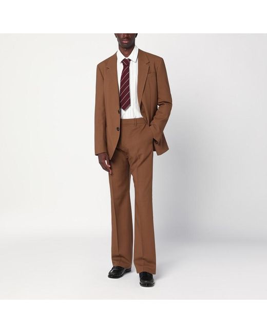 AMI Brown Hazelnut Single-Breasted Wool Jacket for men