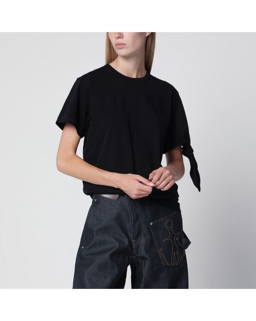 J.W. Anderson Black Knotted-Sleeve Jersey T-Shirt